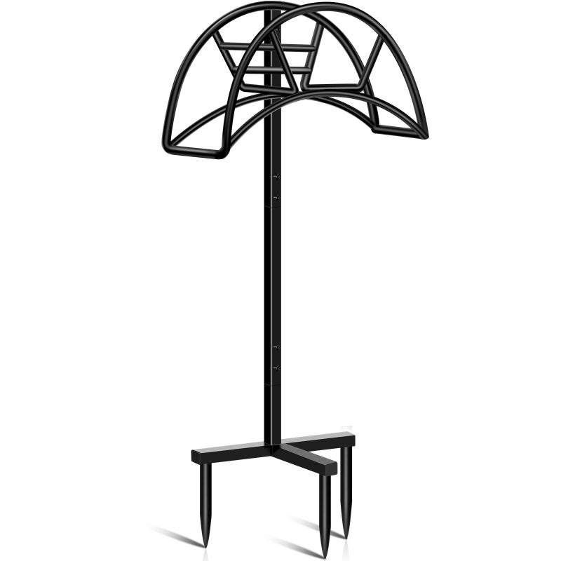 TomCare Garden Hose Holder Detachable Metal Water Hose Holder Holds 150 FT Hoses Free Standing Hose Hanger Stand Heavy Duty Garden Storage Rack for Outside Yard Lawn, Black - Image 1